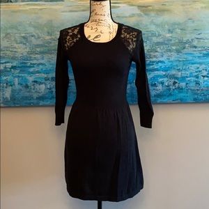 American Eagle Black Dress with Lace Shoulders